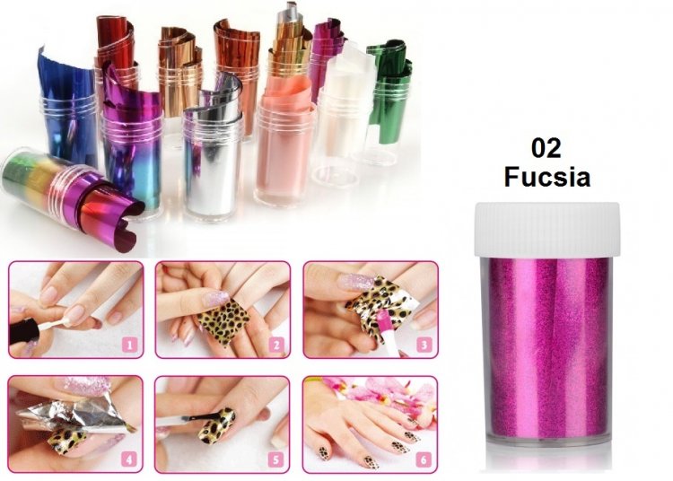 NAIL FOIL PELLICOLA DECORATIVA PER UNGHIE FUCSIA 02 - Clicca l'immagine per chiudere