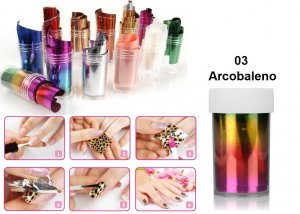 NAIL FOIL PELLICOLA DECORATIVA PER UNGHIE ARCOBALENO 03