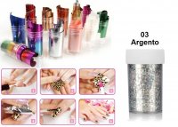 NAIL FOIL PELLICOLA DECORATIVA PER UNGHIE ARGENTO 03