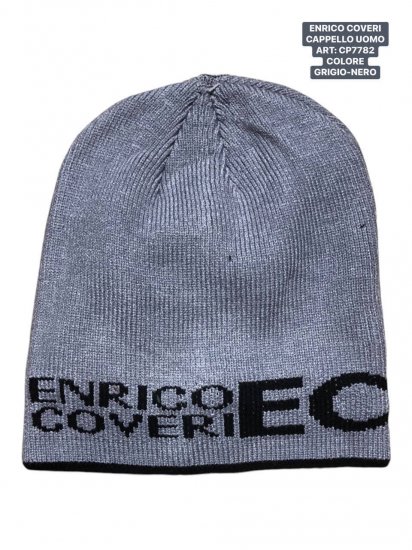 BERRETTO UOMO ENRICO COVERI GRIGIO CON LOGO - Clicca l'immagine per chiudere