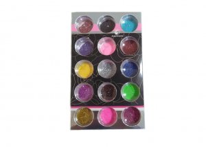 KIT15 BARATTOLI POLVERE GLITTER PER DECORAZIONI UNGHIE NAIL ART