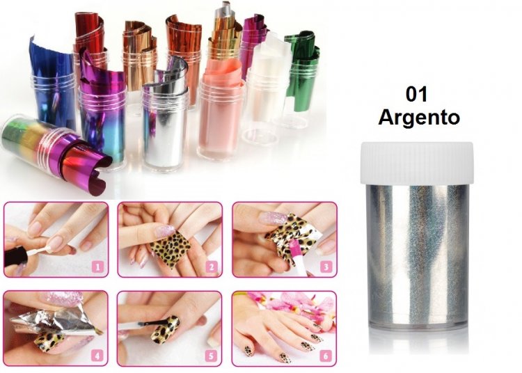 NAIL FOIL PELLICOLA DECORATIVA PER UNGHIE ARGENTO 01 [01-AG] - 1.90EUR : FG  Beauty Nail Art Professionale, Cosmetica, Estetica Monouso, Ricostruzione e  Decorazione unghie, cosmetici, profumi, prodotti monouso estetica, articoli  per parrucchieri, make up