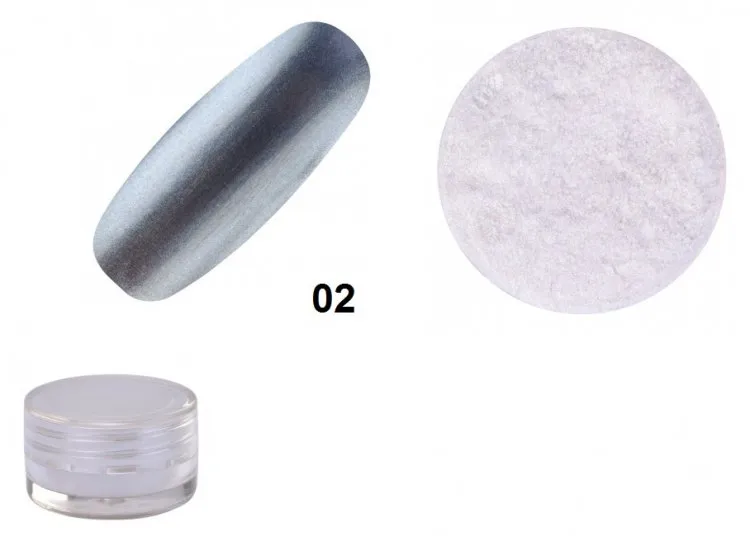 Polvere effetto chrom decorazione unghie 02 grigio/blu