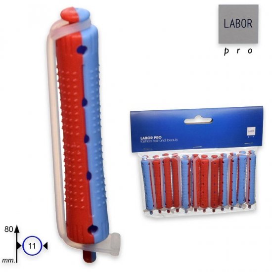 Bigodini permantente forati lunghi rosso-blu 12 pz