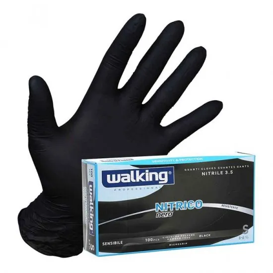 Guanti nitrile nero 100 pz Walking
