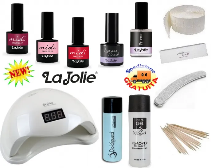 Kit unghie smalto gel semipermanente led / uv la jolie