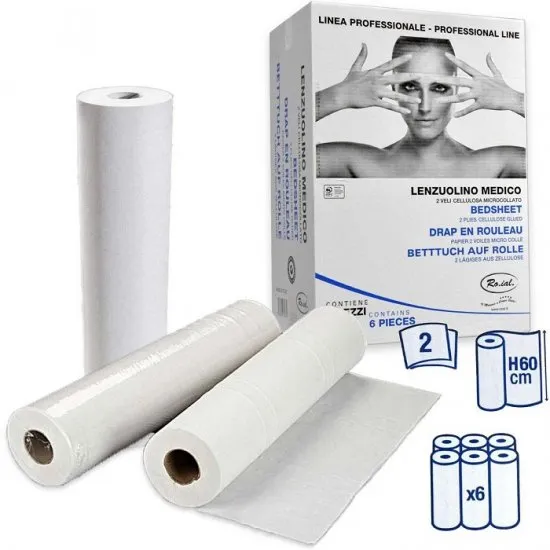 Rotolo carta lettino estetica lenzuolino medico 2 veli 80 m