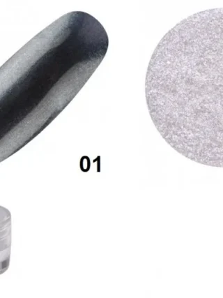 Polvere effetto chrom decorazione unghie 01 argento