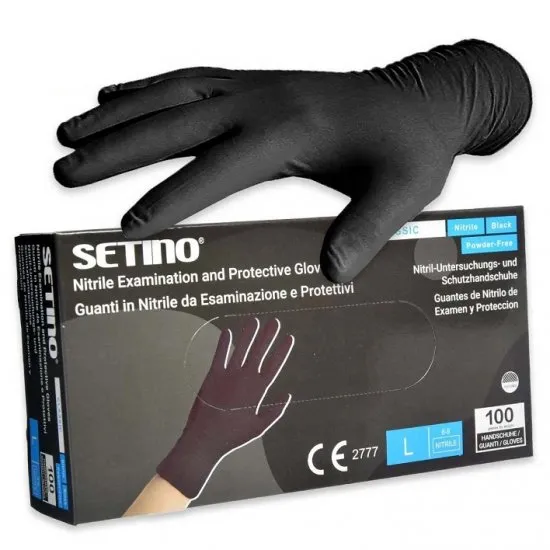 Guanti monouso in nitrile nero senza talco 100 pz