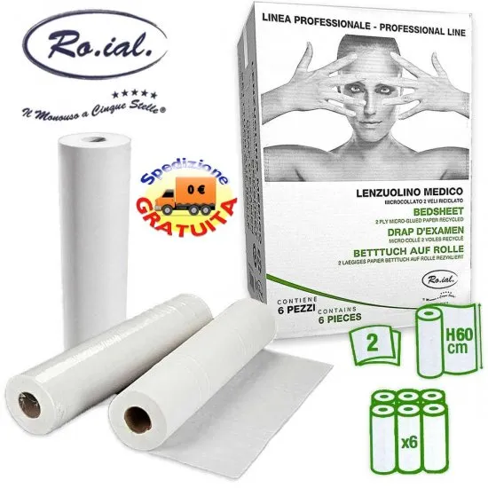 Lenzuolino in rotolo roial 2 veli pura cellulosa 6 pz
